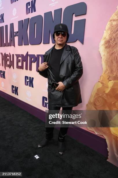 Gene Simmons attends Warner Bros. Premiere of "Godzilla X Kong: The New Empire" at TCL Chinese Theatre on March 25, 2024 in Hollywood, California.