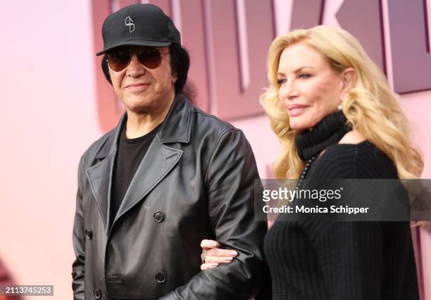 Gene Simmons and Shannon Tweed attend the Warner Bros. And Legendary Pictures world premiere of "Godzilla X Kong: The New Empire" at TCL Chinese...