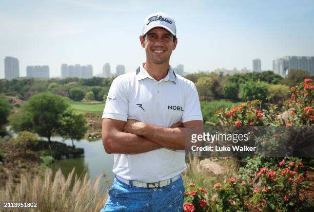 Matteo Manassero of Italy poses for a photo prior to the Hero Indian Open at DLF Golf and County Club on March 26, 2024 in New Delhi, India.