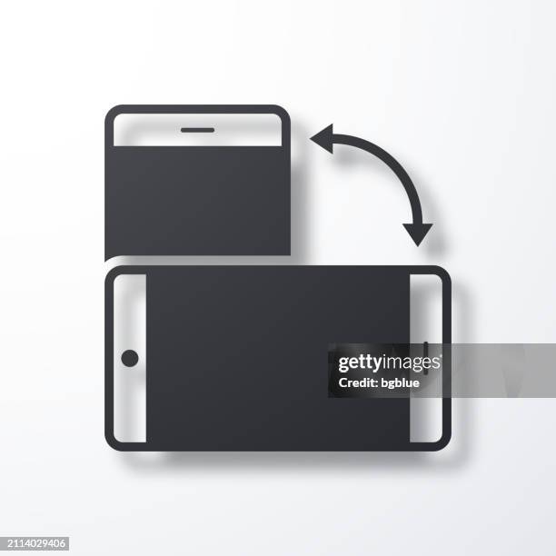 rotate smartphone. icon with shadow on white background - angled iphone isolated stock illustrations