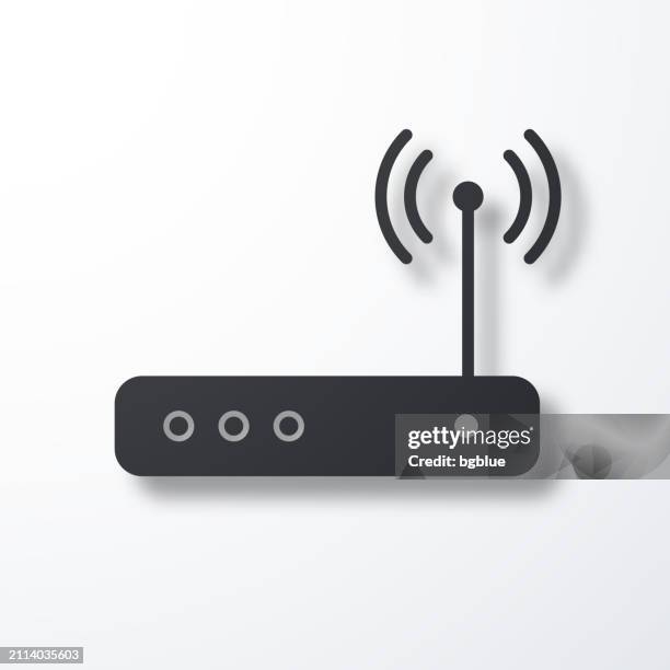 wifi router. icon with shadow on white background - be basic hub stock illustrations