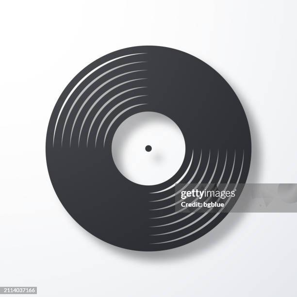 vinyl record. icon with shadow on white background - vinyl record label template stock illustrations