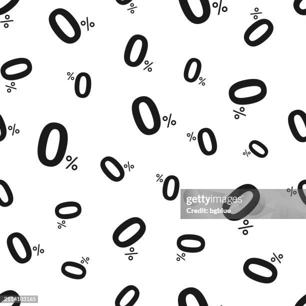 0% - zero percent. seamless pattern. icons on white background - interest rates background stock illustrations