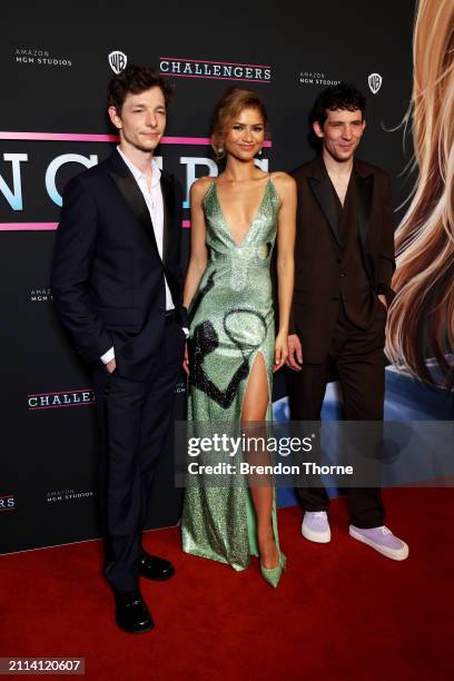 Mike Faist, Zendaya and Josh O'Connor attend the Australian premiere of "Challengers" at the State Theatre on March 26, 2024 in Sydney, Australia.