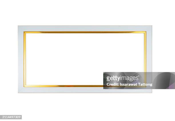 square golden and white frame with shadow, isolated on white background. golden border design. - realistic illustration stock pictures, royalty-free photos & images