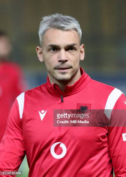 Frederic Veseli of Albania looks on ,during the international friendly match between Albania and Chile at Ennio Tardini Stadium on March 22, 2024 in...
