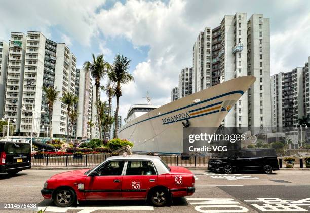 The Whampoa shopping mall, in the shape of a luxury cruise ship, is seen in Hung Hom, Kowloon on March 26, 2024 in Hong Kong, China.