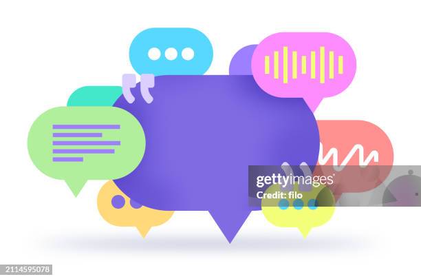 talking speech bubble conversation chatting debate - kommunikationsproblem stock-grafiken, -clipart, -cartoons und -symbole