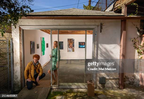 Art gallery owners, Danny Bowman and Alex Grunbeck are photographed for Los Angeles on February 15, 2024 at their Bozo Mag gallery in Highland Park,...