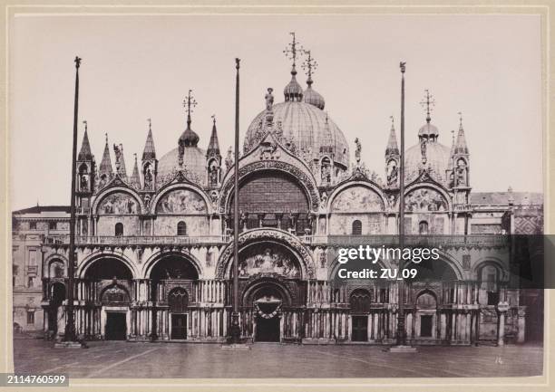 historical view of venice, italy, original photograph, published ca. 1870 - st marks square stock illustrations