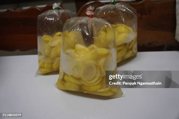 pickled mango in plastic bag - mango pickle stock pictures, royalty-free photos & images