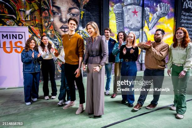 Queen Maxima of The Netherlands at the launch of online tool Checkers where adults can learn about how they can support young people with mental...