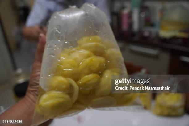 pickled mango in plastic bag - mango pickle stock pictures, royalty-free photos & images