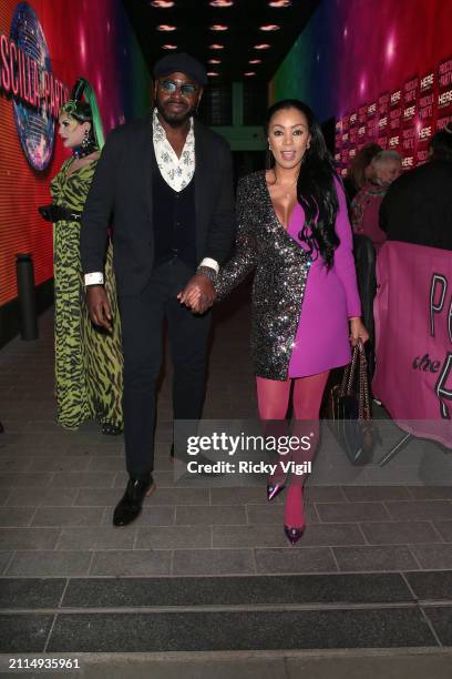 Ben Ofoedu and Precious Muir seen attending Priscilla The Party! - press night at HERE at Outernet on March 25, 2024 in London, England.