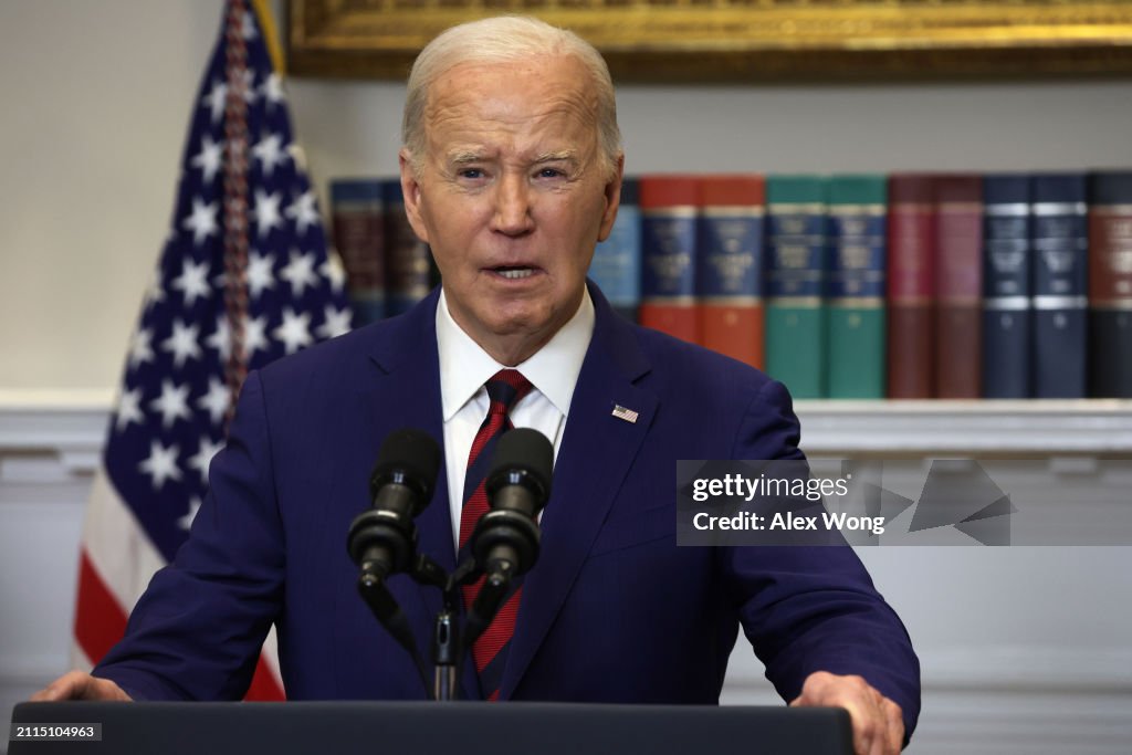 President Biden Delivers Remarks At The White House On The Francis Scott Key Bridge Collapse