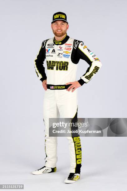 Driver William Byron poses for a photo during NASCAR Production Days at Charlotte Convention Center on January 17, 2024 in Charlotte, North Carolina.