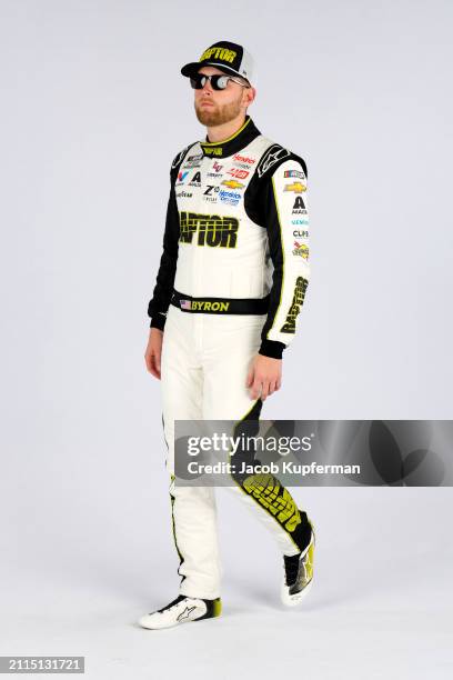 Driver William Byron poses for a photo during NASCAR Production Days at Charlotte Convention Center on January 17, 2024 in Charlotte, North Carolina.