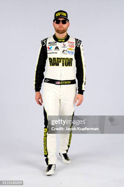 Driver William Byron poses for a photo during NASCAR Production Days at Charlotte Convention Center on January 17, 2024 in Charlotte, North Carolina.