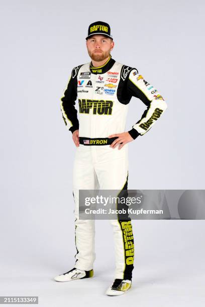 Driver William Byron poses for a photo during NASCAR Production Days at Charlotte Convention Center on January 17, 2024 in Charlotte, North Carolina.