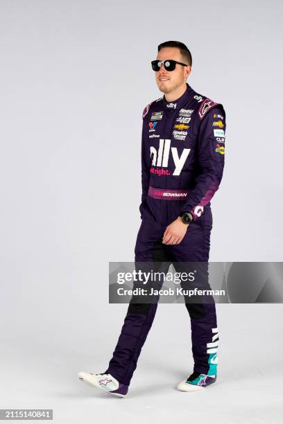 Driver Alex Bowman poses for a photo during NASCAR Production Days at Charlotte Convention Center on January 17, 2024 in Charlotte, North Carolina.