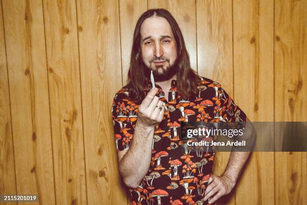 retro 1970s hippie, retro man marijuana joint, drugs - cannabis intoxication stock pictures, royalty-free photos & images