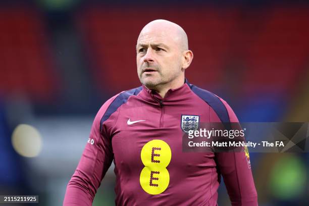 Lee Carsley, Manager of England looks on prior to the UEFA U21 Euro 2025 Qualifier match between England and Luxembourg at Toughsheet Community...