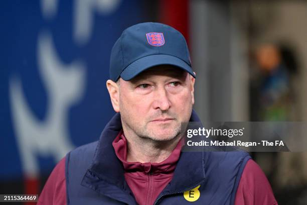 Steve Holland, Assistant Manager of England, looks on prior to the international friendly match between England and Belgium at Wembley Stadium on...