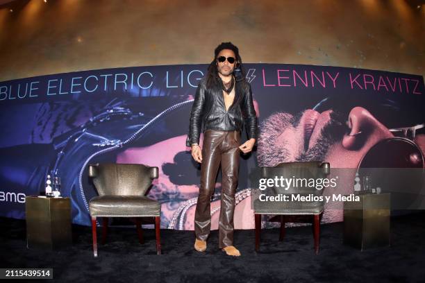 Lenny Kravitz poses during a photocall ahead of the release of his album "Blue Electric Light" at The St. Regis hotel on March 26, 2024 in Mexico...