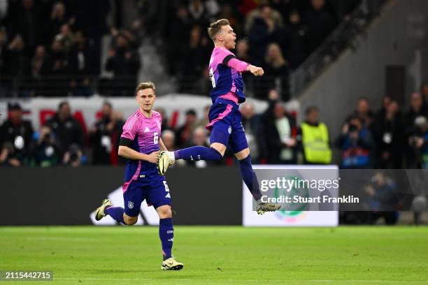 Maximilian Mittelstaedt of Germany celebrates scoring his team's first goal during the International Friendly match between Germany and Netherlands...