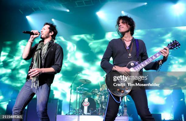 Scott Weiland and Dean DeLeo of Stone Temple Pilots perform at the Fox Theater on October 20, 2009 in Oakland, California.