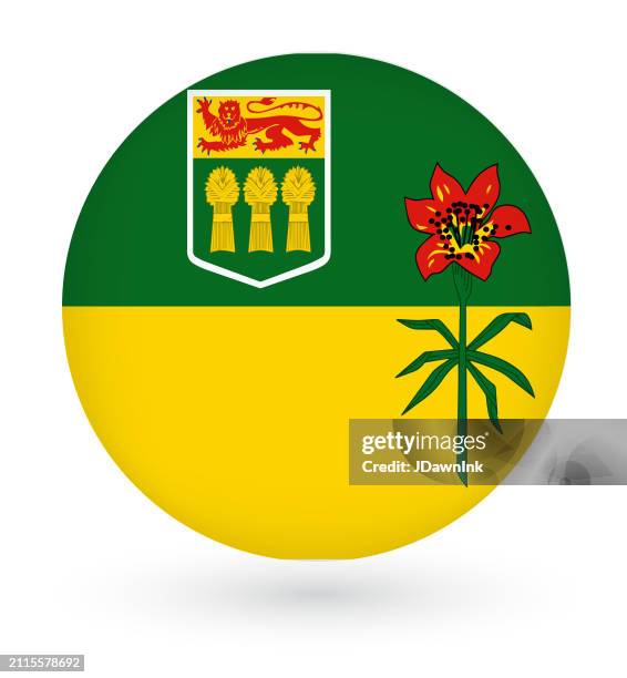 canada provincial saskatchewan flag round set on white background - saskatchewan stock illustrations