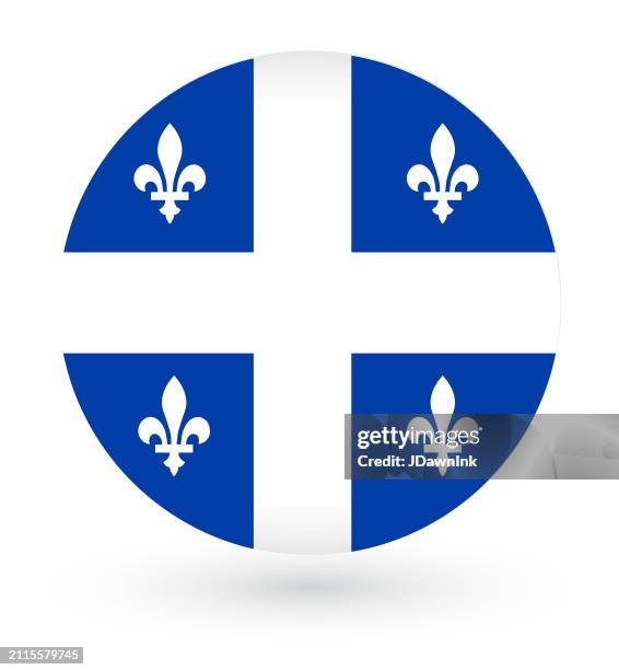 canada provincial quebec flag round set on white background - quebec stock illustrations
