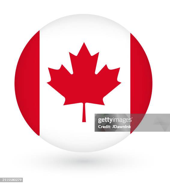 canada flag round set on white background - canadian flag white background stock illustrations