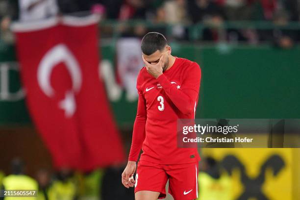 Merih Demiral looks dejected during the international friendly match between Austria and Turkiye at Ernst Happel Stadion on March 26, 2024 in Vienna,...