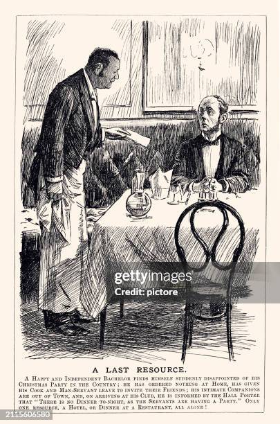 the disappointment of a customer in the restaurant (xxxl) - disappointment stock illustrations