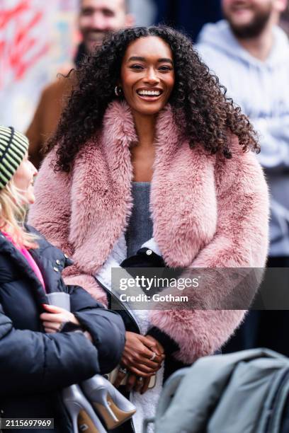 Cheyenne Maya Carty is seen during a photo shoot for Maybelline in SoHo on March 26, 2024 in New York City.