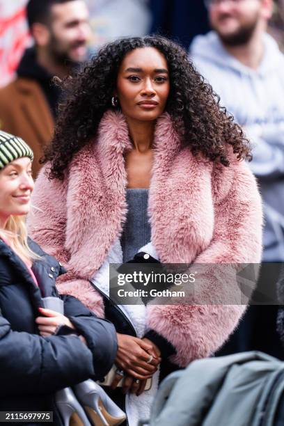 Cheyenne Maya Carty is seen during a photo shoot for Maybelline in SoHo on March 26, 2024 in New York City.