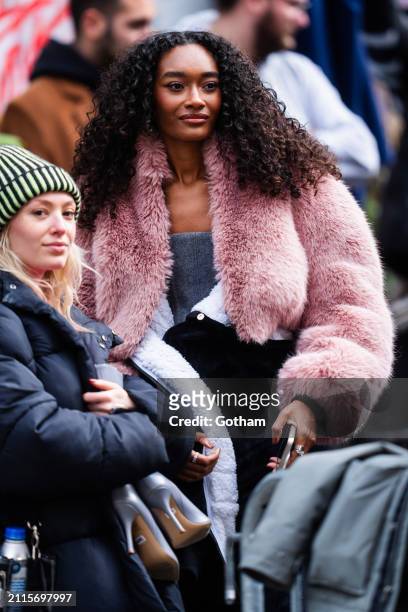 Cheyenne Maya Carty is seen during a photo shoot for Maybelline in SoHo on March 26, 2024 in New York City.