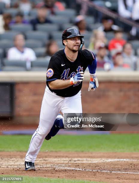 Pete Alonso of the New York Mets in action against the Philadelphia Phillies at Citi Field on September 30, 2023 in New York City. The Mets defeated...
