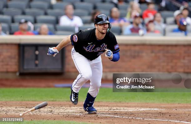 Pete Alonso of the New York Mets in action against the Philadelphia Phillies at Citi Field on September 30, 2023 in New York City. The Mets defeated...