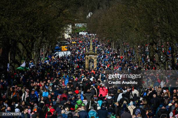Thousands of pilgrims pray as they take part in the Way of the cross during the Good Friday celebrations on March 29, 2024 in Kalwaria Zebrzydowska ,...