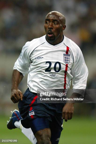 June 2: Darius Vassell of England running during the FIFA World Cup Finals 2002 Group F match between England and Sweden at Saitama Stadium on June...