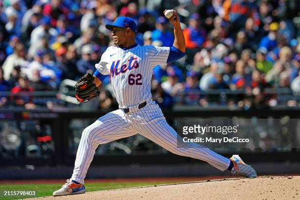 Jose Quintana of the New York Mets pitches during the game between the Milwaukee Brewers and the New York Mets at Citi Field on Friday, March 29,...