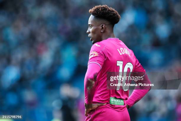 Jamal Lowe of Swansea City in action during the Sky Bet Championship match between Sheffield Wednesday and Swansea City at Hillsborough Stadium on...