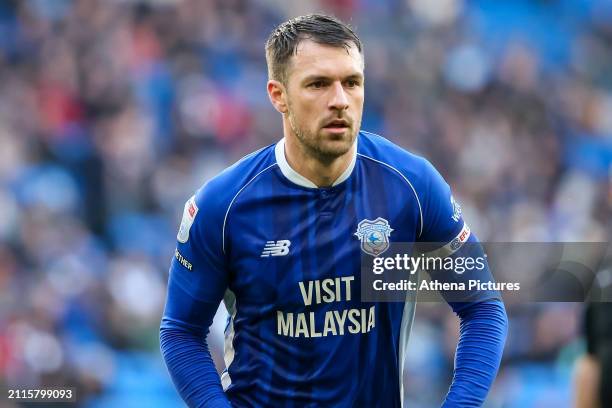 Aaron Ramsey of Cardiff City during the Sky Bet Championship match between Cardiff City and Sunderland at the Cardiff City Stadium on March 29, 2024...