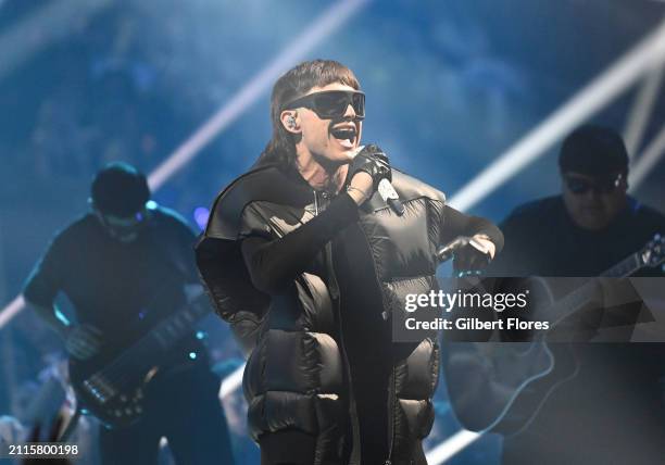 Peso Pluma performs onstage at the 2023 MTV Video Music Awards held at Prudential Center on September 12, 2023 in Newark, New Jersey.