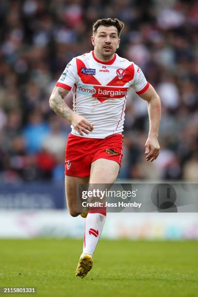 Mark Percival of St.Helens looks on during the Betfred Super League match between St Helens and Wigan Warriors at Totally Wicked Stadium on March 29,...