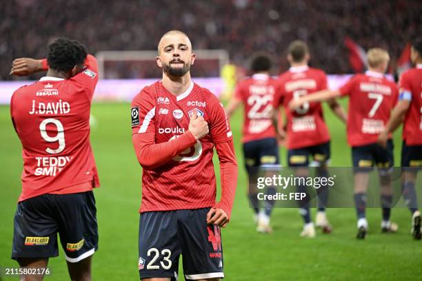Edon ZHEGROVA during the Ligue 1 Uber Eats match between Lille and Lens at Stade Pierre Mauroy on March 29, 2024 in Lille, France. - Photo by Icon...