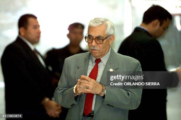 Col. Disrael Lima Estrada waits, 08 October 2002, at the Court of Appeals in Guatemala City, Guatemala. A new trial was granted 08 October by the...