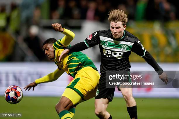 Silvinho Esajas of ADO Den Haag during the Dutch Keuken Kampioen Divisie match between ADO Den Haag v FC Groningen at the Bingoal Stadion on March...